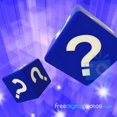 Question Mark Dice Background Showing Confusion Stock Image