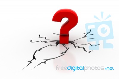 Question Mark In Broken Ground Stock Image
