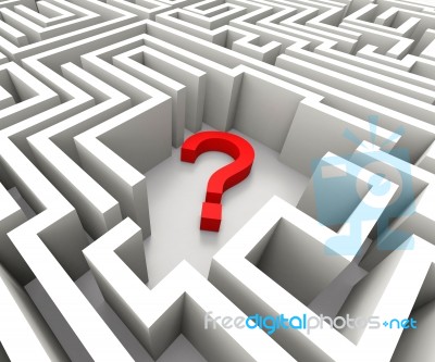 Question Mark In Maze Shows Confusion Stock Image