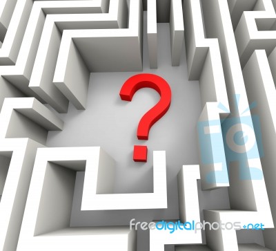 Question Mark In Maze Shows Thinking Stock Image