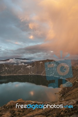 Quilotoa Caldera And Lake (lagoon), Andes. Ilinizas Nature Reser… Stock Photo