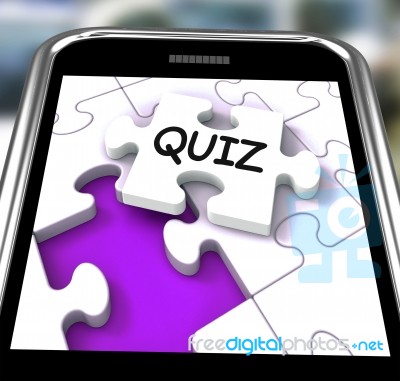 Quiz Smartphone Means Online Exam Or Challenge Questions Stock Image
