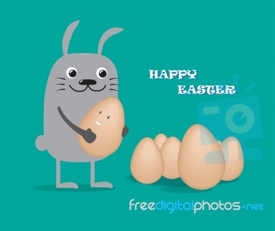 Rabbit With Egg , Happy Easter Stock Image