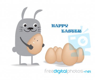 Rabbit With Egg , Happy Easter Stock Image
