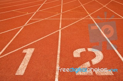 Racing Lane In Stadium Stock Photo