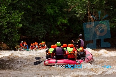 Rafting In River Stock Photo