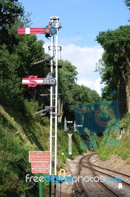 Railway Signals At Four Marks Stock Photo