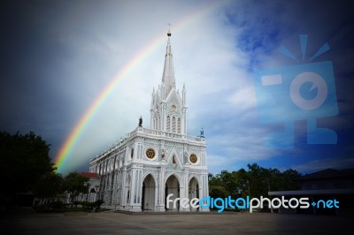 Rainbow Bridge And Church Stock Photo Rainbow Bridge And Church Stock Photo