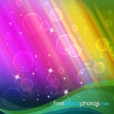 Rainbow Bubbles Background Shows Circles And Ripples
 Stock Image