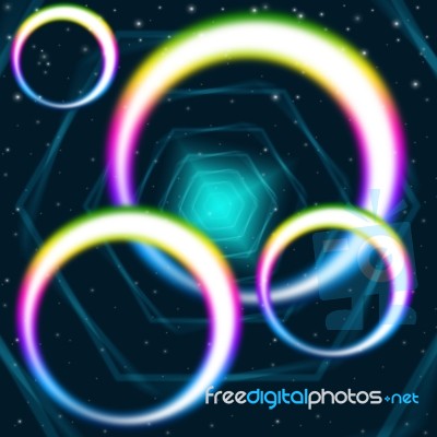 Rainbow Circles Background Means Hexagons Round And Colors
 Stock Image