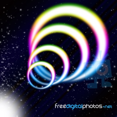 Rainbow Coil Background Means Colorful Rings And Starry Sky
 Stock Image