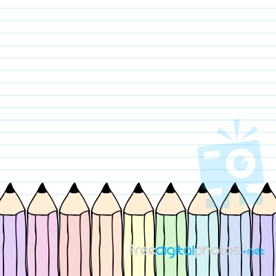 Rainbow Pencil On Paper Stock Image