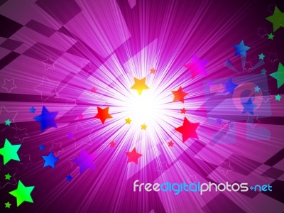 Rainbow Stars Background Means Astronomy And Light Beams Stock Image