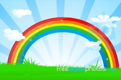  Rainbow With Sunbeam Stock Image