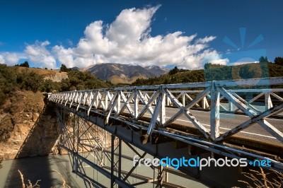 Rakaia Gorge Bridge Stock Photo