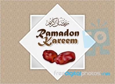 Ramadan Kareem And Dates Fruit -  Illustration Stock Image