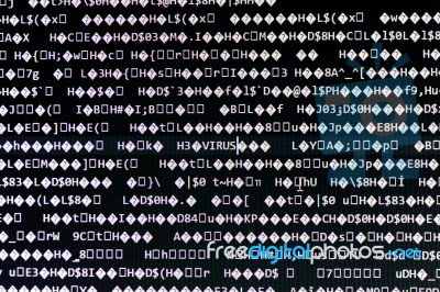 Random Computer Code With Word Virus Stock Photo