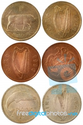 Rare Different Coins Of Ireland Stock Photo