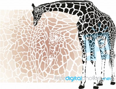 Raster Background With Giraffe Motif Stock Image