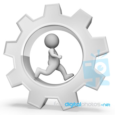 Rat Race Indicates Hard Work And Cogs 3d Rendering Stock Image