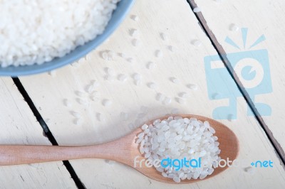 Raw White Rice Stock Photo