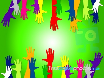 Reaching Out Shows Hands Together And Buddies Stock Image