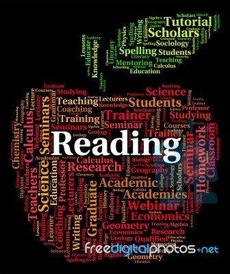 Reading Word Representing Pore Over And Comprehend Stock Image
