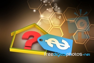 Real Estate Business With Question Mark And Dollar Sign Stock Image