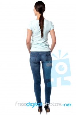 Rear View Of Casual Woman Stock Photo