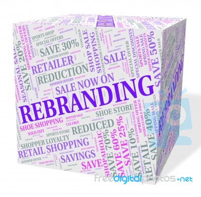 Rebranding Word Shows Company Identity And Again Stock Image