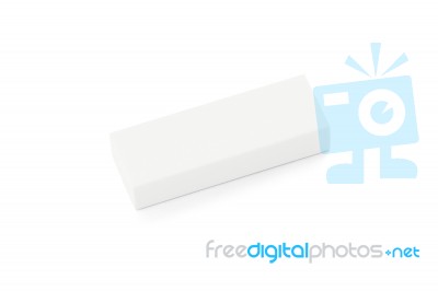 Rectangle Eraser Rubber On White Background Stock Photo