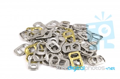 Recycle Aluminium Ring Pulls Stock Photo