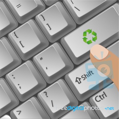 Recycle Button In Key Board Stock Photo