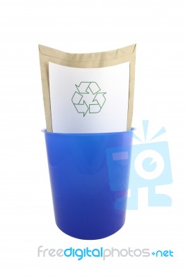 Recycle Envelope On Bucket Stock Photo