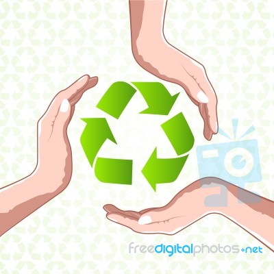 Recycle Icon With Hands Stock Image