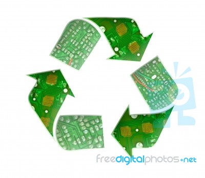 Recycle Logo of Electronic Waste Stock Photo