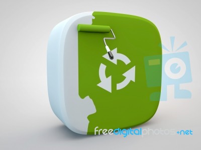 Recycle Logo On Paint Roller Button Stock Image