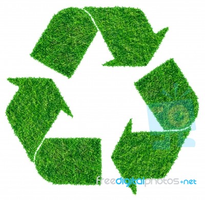 Recycle Symbol From Grass   Stock Photo