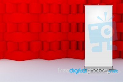 Red Abstract Wall With Roll Up Stock Image
