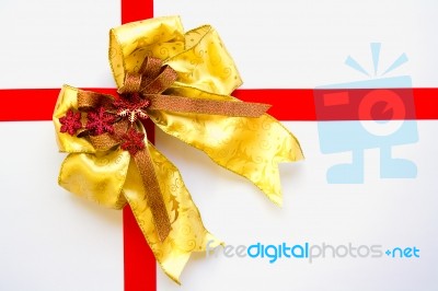 Red And Gold Chrismas Bow Stock Photo