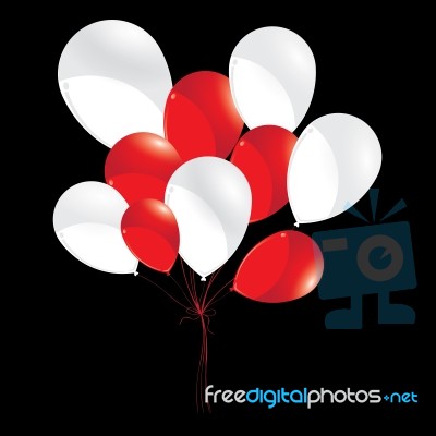Red And White Balloons Isolated On Black Background. White And Red Balloons For Holiday And Event Stock Image Red And White Balloons Isolated On Black Background. White And Red Balloons For Holiday And Event Stock Image