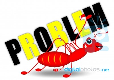 Red Ant With Problem Text Stock Image
