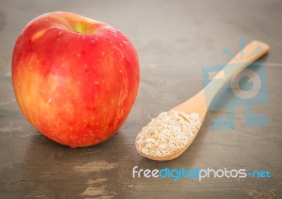 Red Apple On The Table Stock Photo