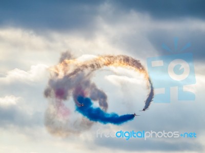 Red Arrows Display Team 50th Anniversary At Biggin Hill Airport Stock Photo