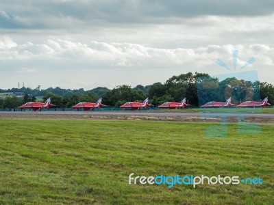 Red Arrows Display Team 50th Anniversary At Biggin Hill Airport Stock Photo