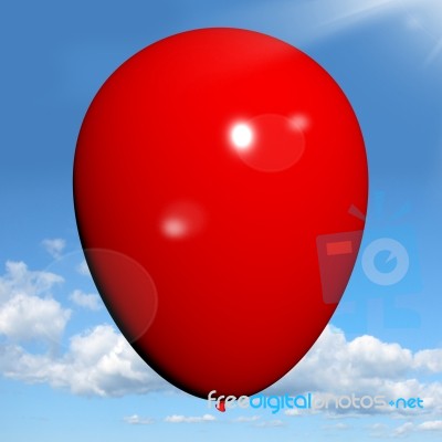 Red Balloon Flying On Sky Stock Image