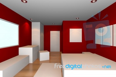 Red Bedroom Stock Image