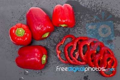 Red Bell Peppers Stock Photo