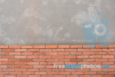 Red Brick Building Cover Cement Wall Background Stock Photo