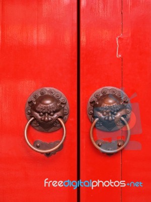Red Chinese Door Stock Photo